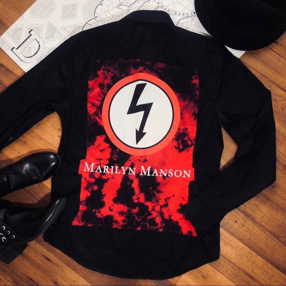 Custom Marilyn Manson Rock Band Button Down Shirt